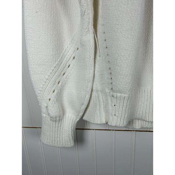 J. Crew White Pullover Sweater with Pointelle stitching Cotton size XL classic - Picture 5 of 11